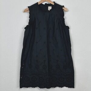 GAP x Doen Eyelet Mini Dress Sz Small Capsule Luxury Black Cotton Sleeveless